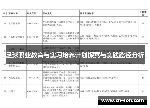 足球职业教育与实习培养计划探索与实践路径分析