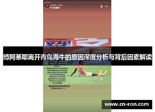 博阿基耶离开青岛海牛的原因深度分析与背后因素解读